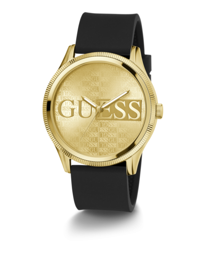 Reloj Guess Reputation Analógico Dorado con Correa de Silicona Negra GW0726G2