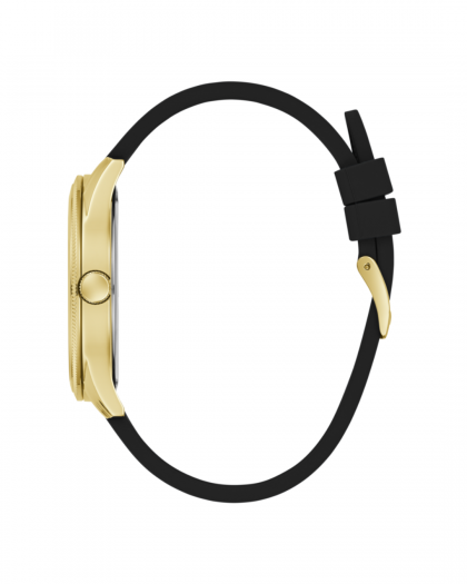 Reloj Guess Reputation Analógico Dorado con Correa de Silicona Negra GW0726G2