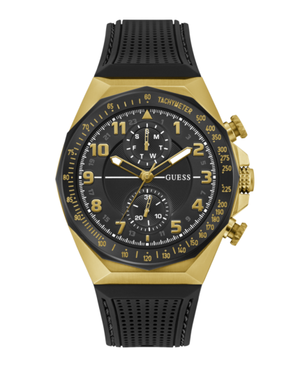 Reloj Guess D1 Analógico multifunción negro y dorado para hombre GW0902G1